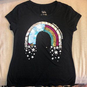 Justice Black Size 8 Color-Change Sequin Shirt